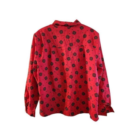 Pykettes size 20 red blouse long sleeve button up - Picture 5 of 10